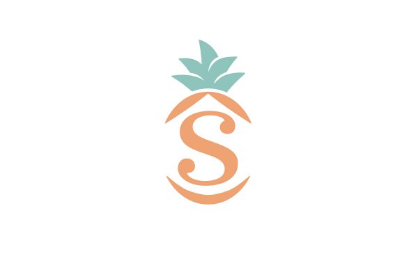 Logomark of the letter S within a pineapple shape