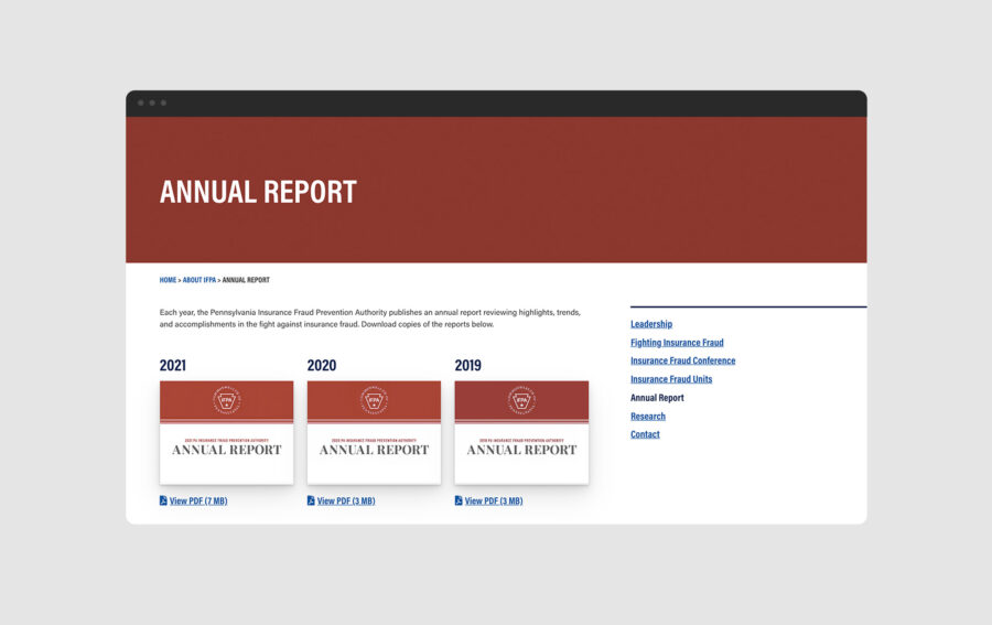 Screenshot of annual report page.